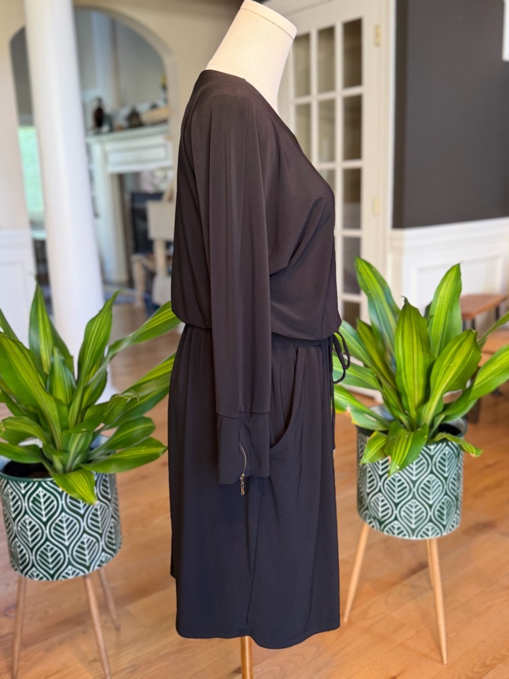 SOHO Apparel Classic Black Drawstring Waist Dress Pockets (GUC) - Picture 5 of 13